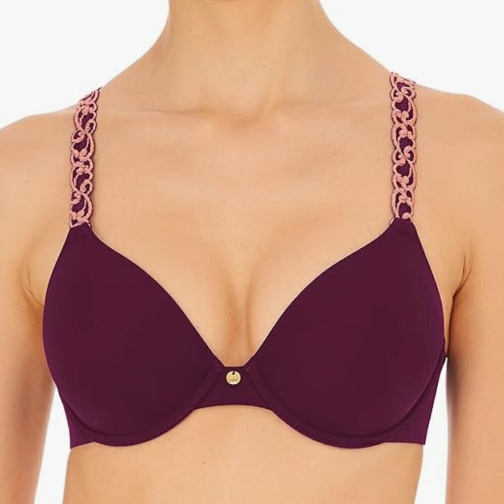 NWT Natori Women's Pure Luxe Custom Coverage Contour underwire, plum